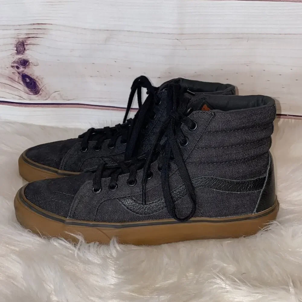 Vans Black Canvas HIgh Top Skate Shoes Sneakers Mens 8 Women's 9.5